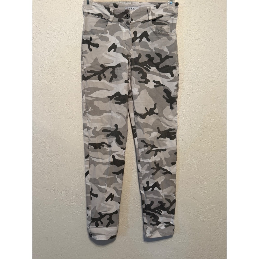 Gigi Moda Grey Camo Slim Fit Stretch Pants Made in Italy G1816Y Size S